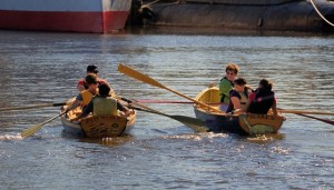 Dockside_rowboats in basin_Seaport Museum