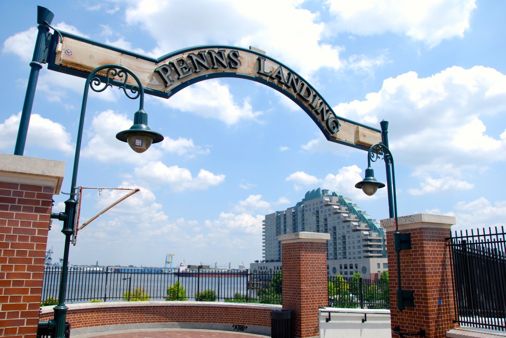 Penn's Landing Sign_Dockside in background