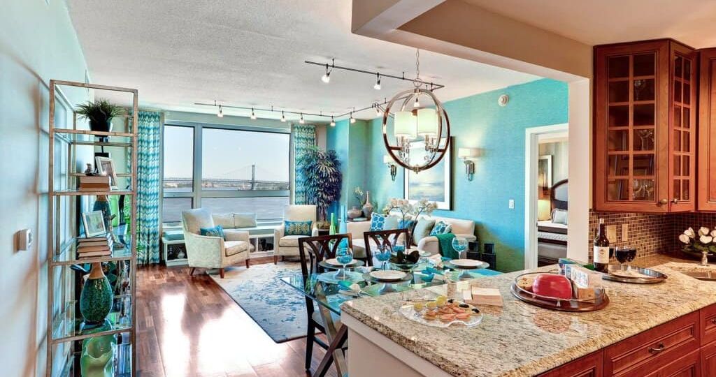 Gorgeous Living Room & Kitchen Interior at The Residences at Dockside