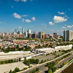 View of the Philadelphia Skyline from a West End Condo at The Residences at Dockside