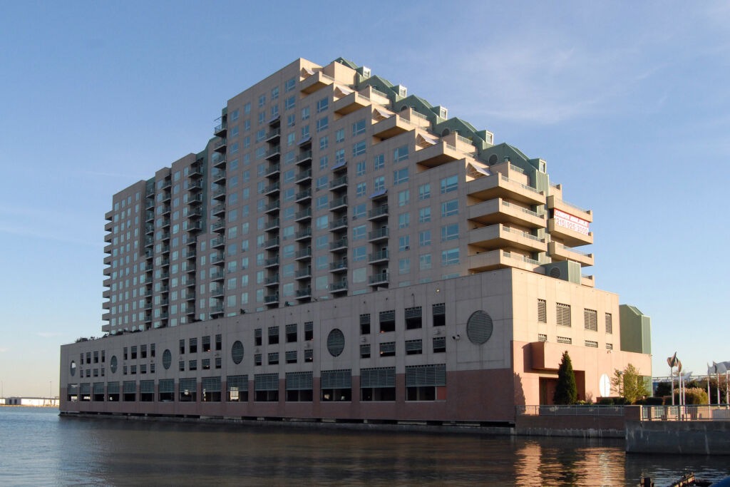 Exterior photo of The Residences at Dockside on a beautiful sunny day.