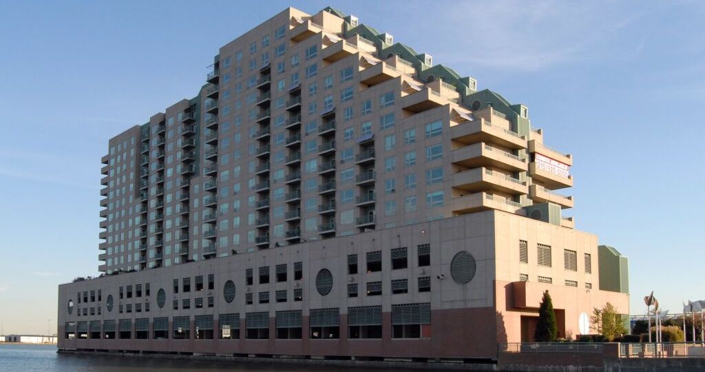 Exterior photo of The Residences at Dockside on a beautiful sunny day.