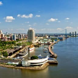 Aerial View of Philadelphia's Waterfront from Dockside Condos