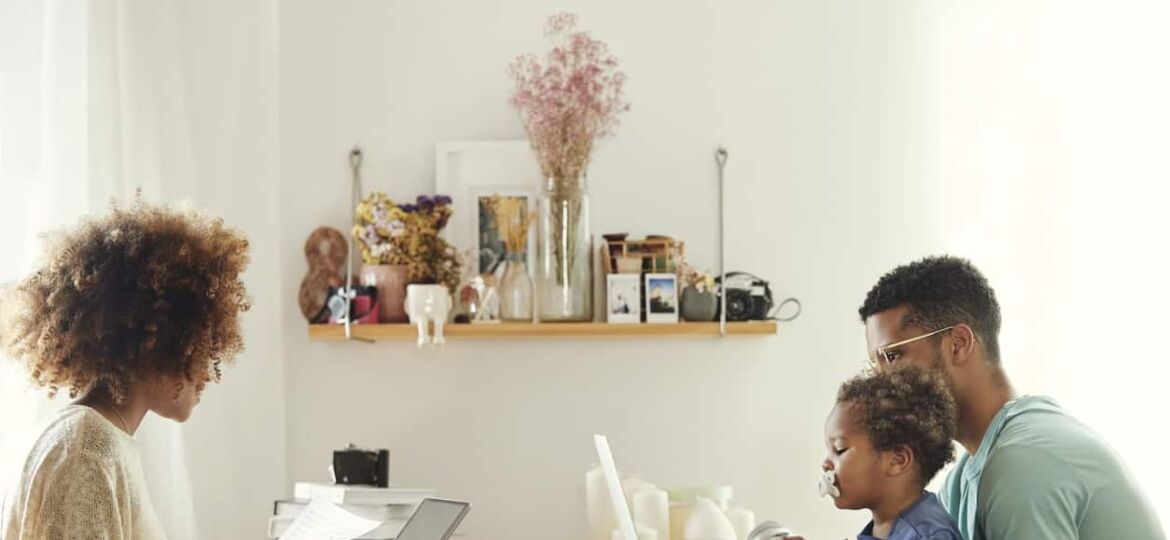 Family using computer