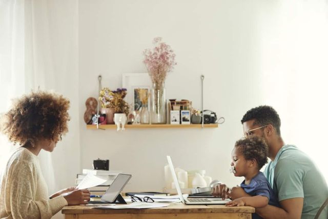 Family using computer