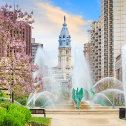 Swann Memorial Fountain With City Hall In The Background