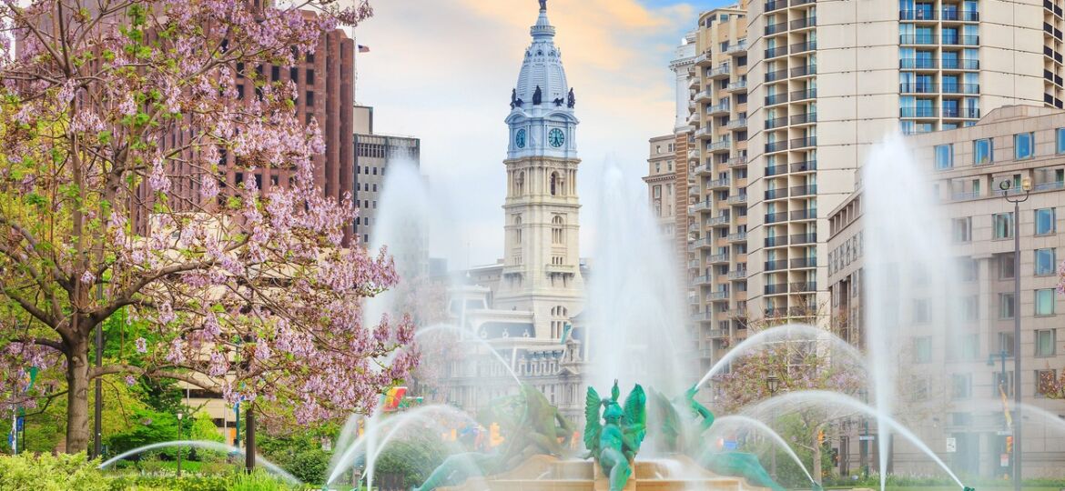 Swann Memorial Fountain With City Hall In The Background