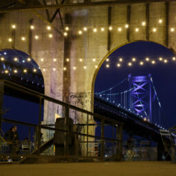 Photo of the Benjamin Franklin Bridge at the Cherry Street Pier