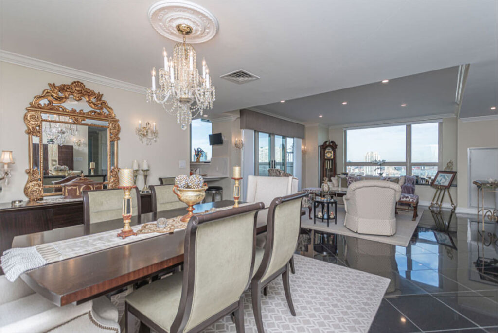 Living room at The Residences at Dockside, Waterfront Condos in Philadelphia