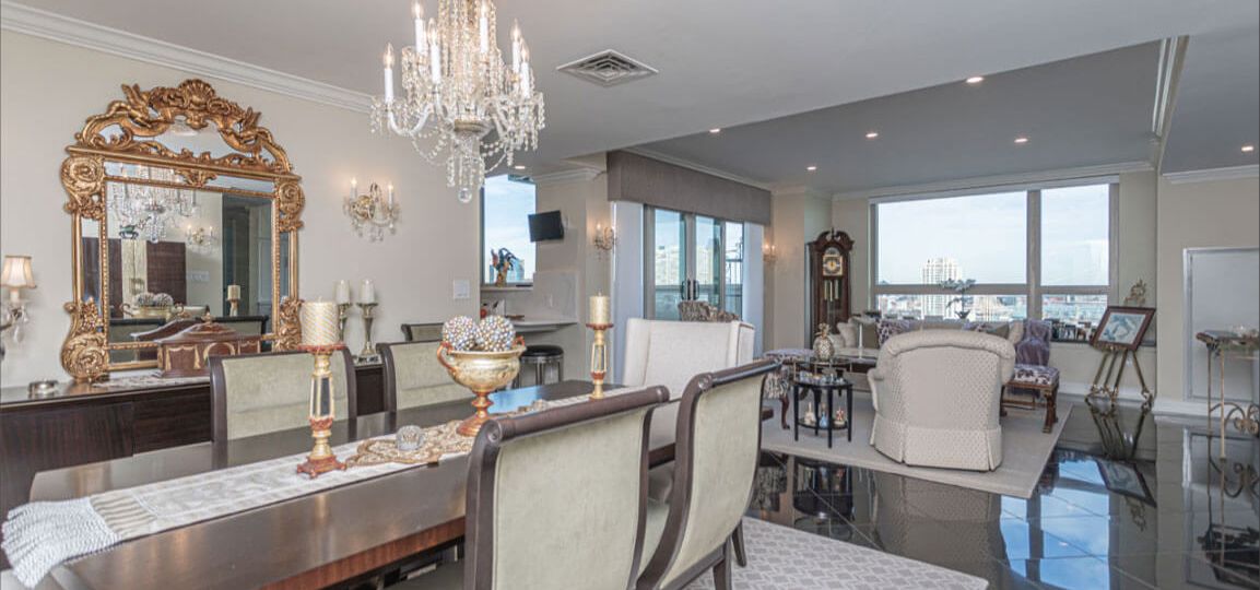 Living room at The Residences at Dockside, Waterfront Condos in Philadelphia