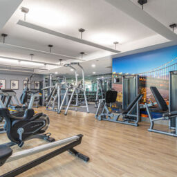 Luxury fitness center with cardio and strength training machines at Philadelphia condos for sale