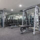 Free weights in The Residences at Dockside fitness center