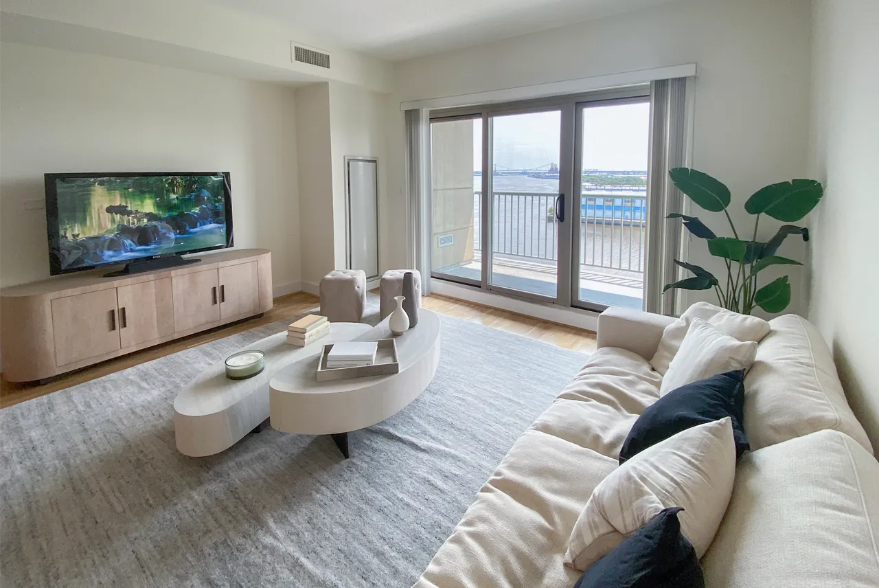The Residences at Dockside Unit 1610 Living Room with Water Views